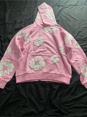 Denim Tears The Cotton Wreath Hoodie Pink 🌸 Clear Puff Print